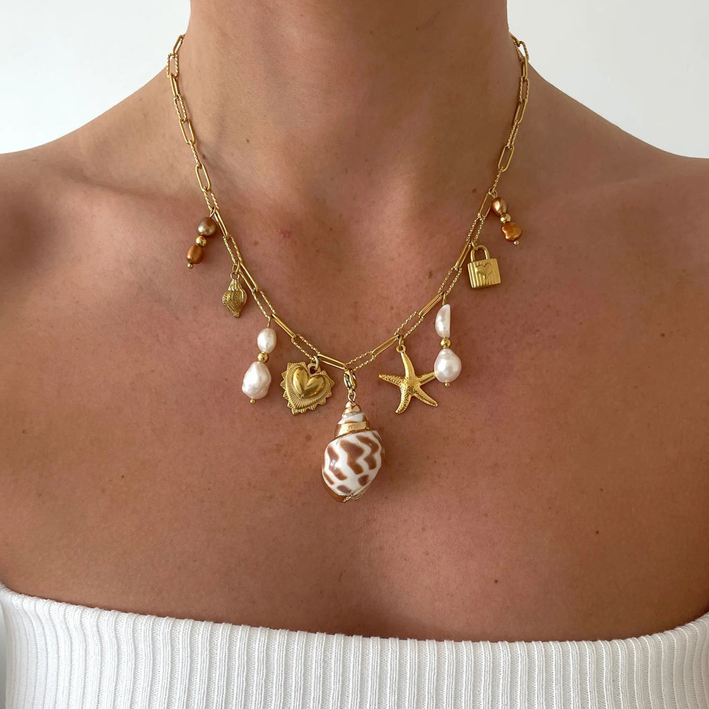 Collection Océan, Collier Amour Perle & Pendants Marins