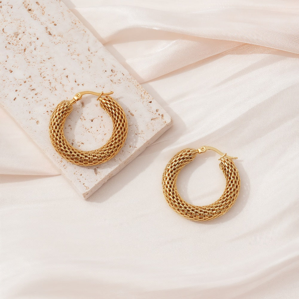 Collection Bijoux de l'Olympe : Méduse, Créoles Serpent Éternel acier inoxydable