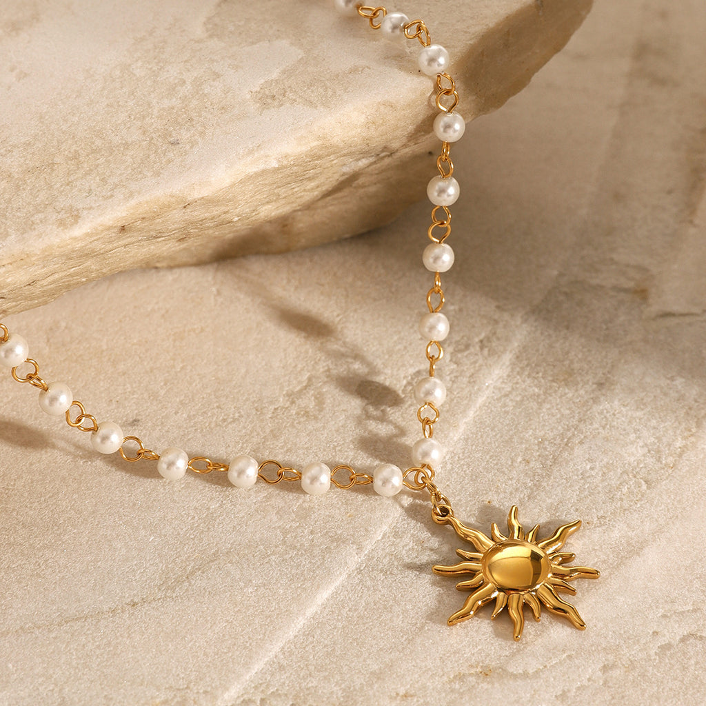 Collection Eclipse : Néréa, Collier Perle chaine acier inoxydable