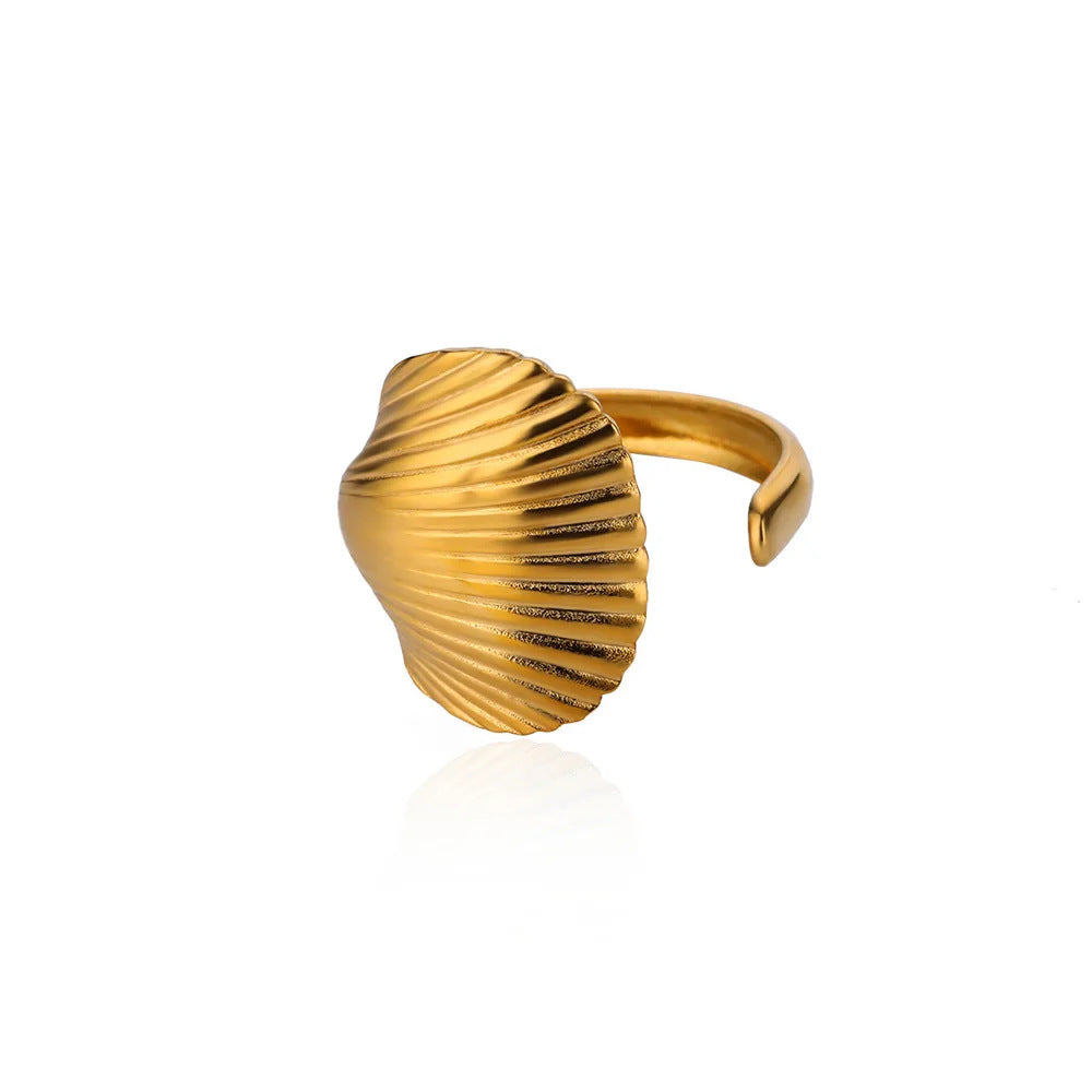 Bagues Collection Océan – Bague motif Coquillage ajustable en acier inoxydable