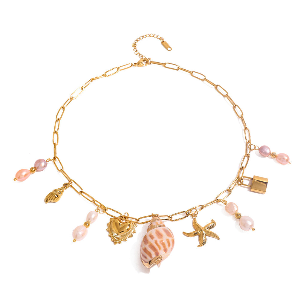 Collection Océan, Collier Amour Perle & Pendants Marins