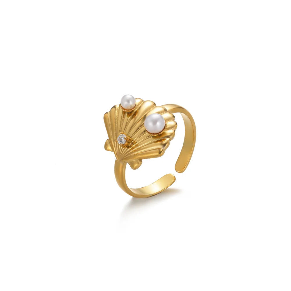 Bagues Collection Océan – Bague motif Coquillage ajustable en acier inoxydable