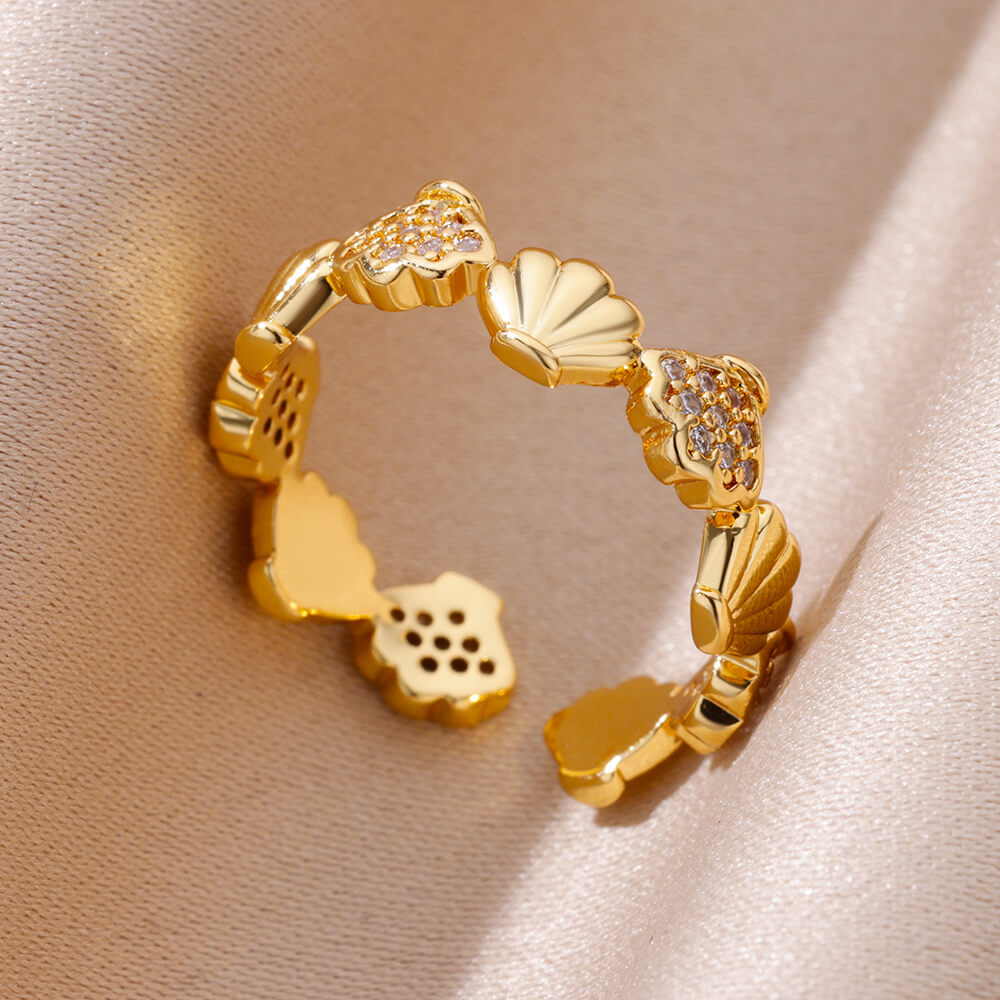 Bagues Collection Océan – Bague motif Coquillage ajustable en acier inoxydable