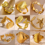 Bagues Collection Océan – Bague motif Coquillage ajustable en acier inoxydable