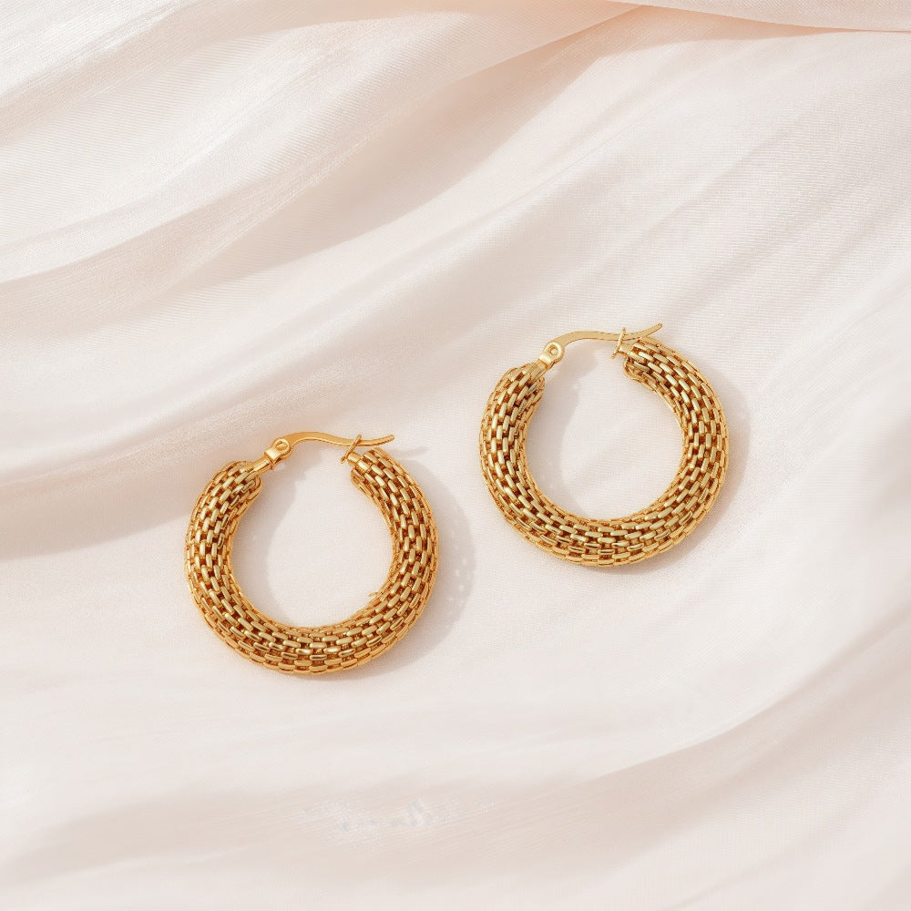 Collection Bijoux de l'Olympe : Méduse, Créoles Serpent Éternel acier inoxydable