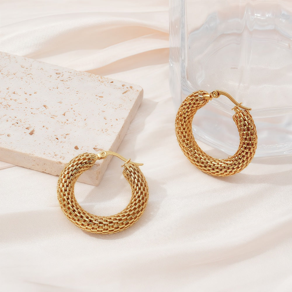 Collection Bijoux de l'Olympe : Méduse, Créoles Serpent Éternel acier inoxydable