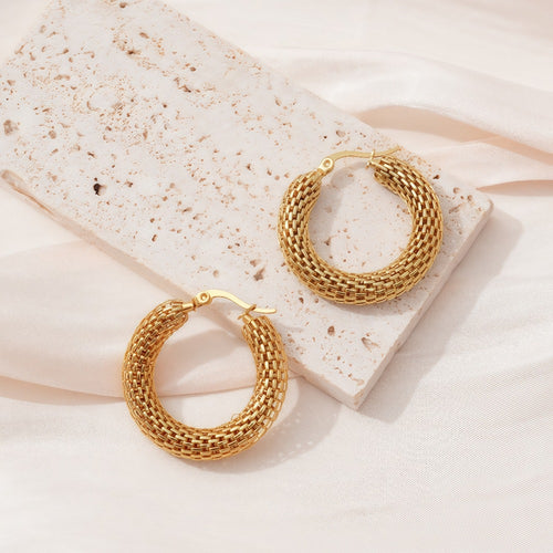 Collection Bijoux de l'Olympe : Méduse, Créoles Serpent Éternel acier inoxydable