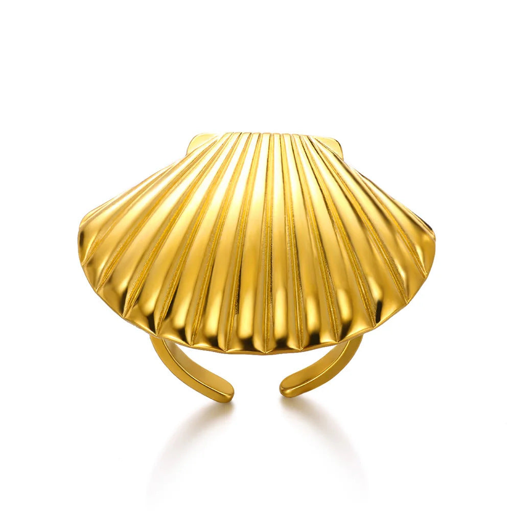 Bagues Collection Océan – Bague motif Coquillage ajustable en acier inoxydable