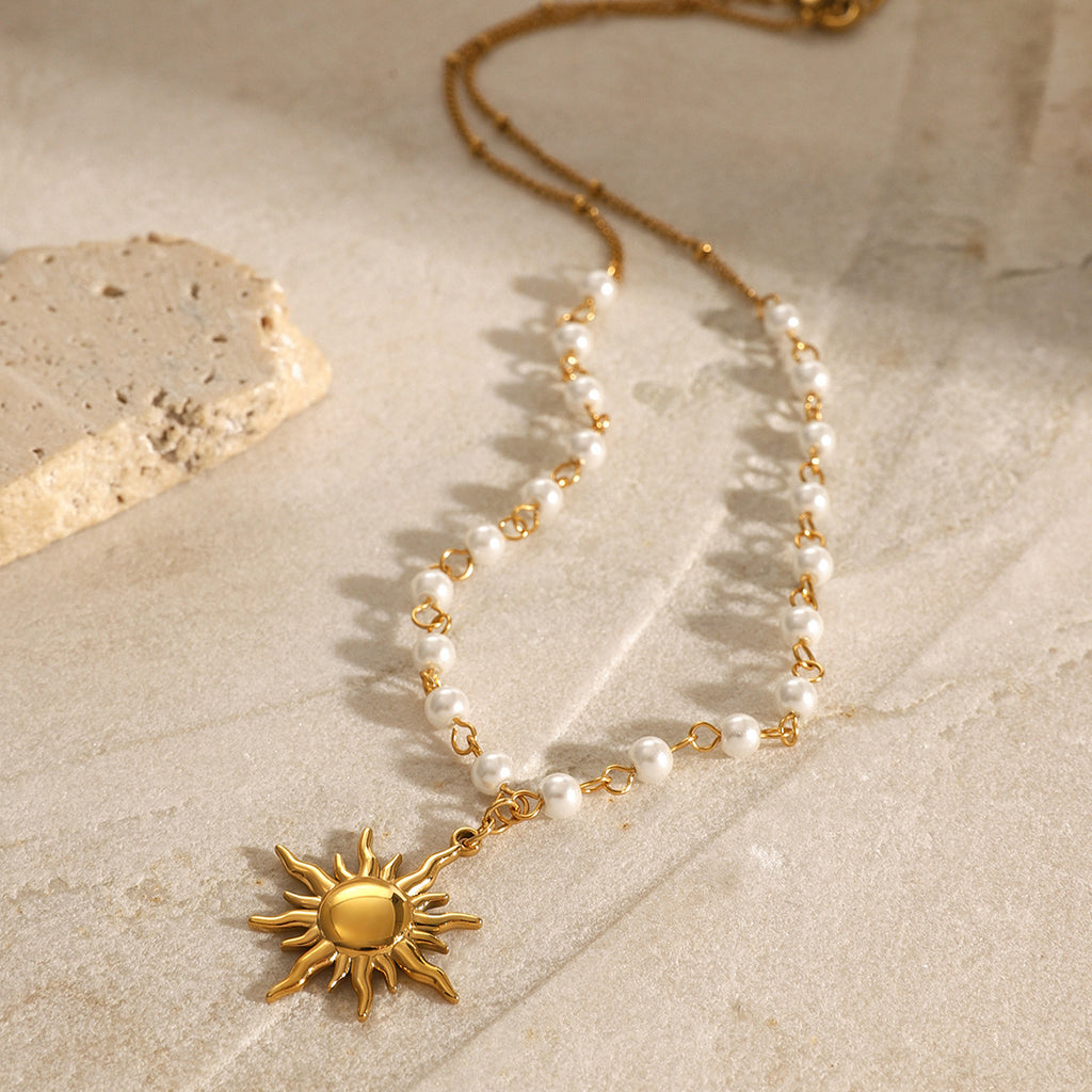Collection Eclipse : Néréa, Collier Perle chaine acier inoxydable