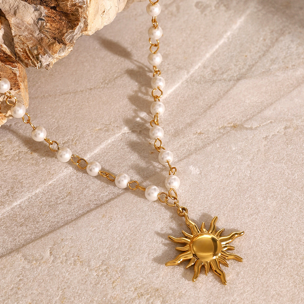 Collection Eclipse : Néréa, Collier Perle chaine acier inoxydable